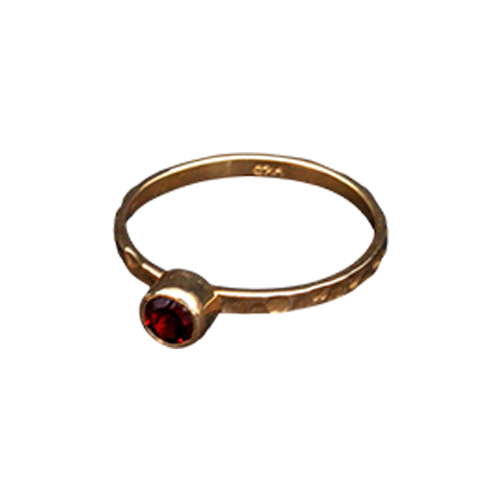 Garnet Hammered Ring