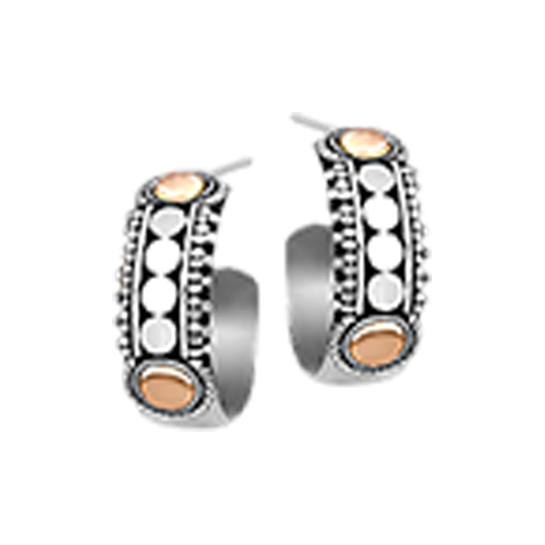 Two Tone 18K Solid Gold 925 Sterling Silver Earrings
