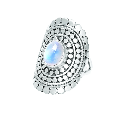 Armadillo Rainbow Moonstone Ring