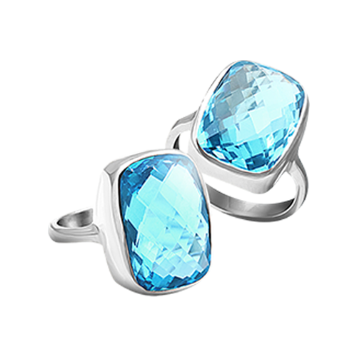 Rectangular Blue Topaz Rings