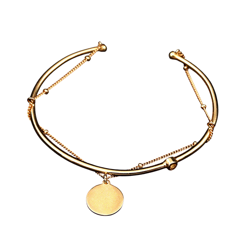 Gold Disc Charm Bangle