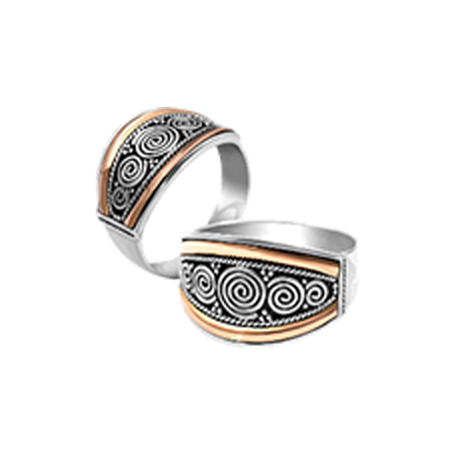 Two Tone 18K Solid Gold 925 Sterling Silver Rings